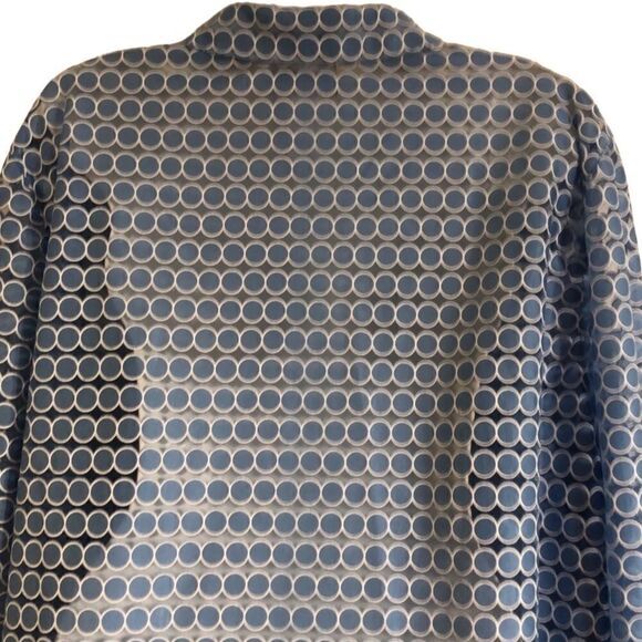 Alfred Dunner semi sheer button front collared blue and white geometric top XL - Picture 7 of 7